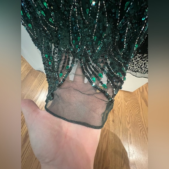 Mac Duggal Sequined Long Sleeves Dress with V Neck #5451 - Picture 10 of 16